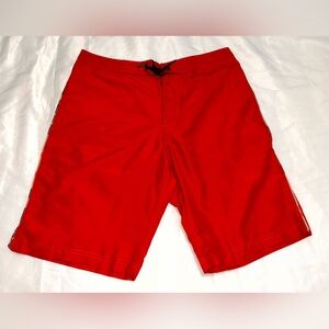 NWOT men’s BURBERRY Brit red swim trunks board shorts. Size M. 11” inseam